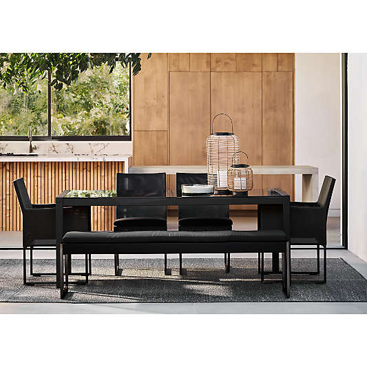 Dune 76" Rectangular Black Outdoor Glass Dining Table