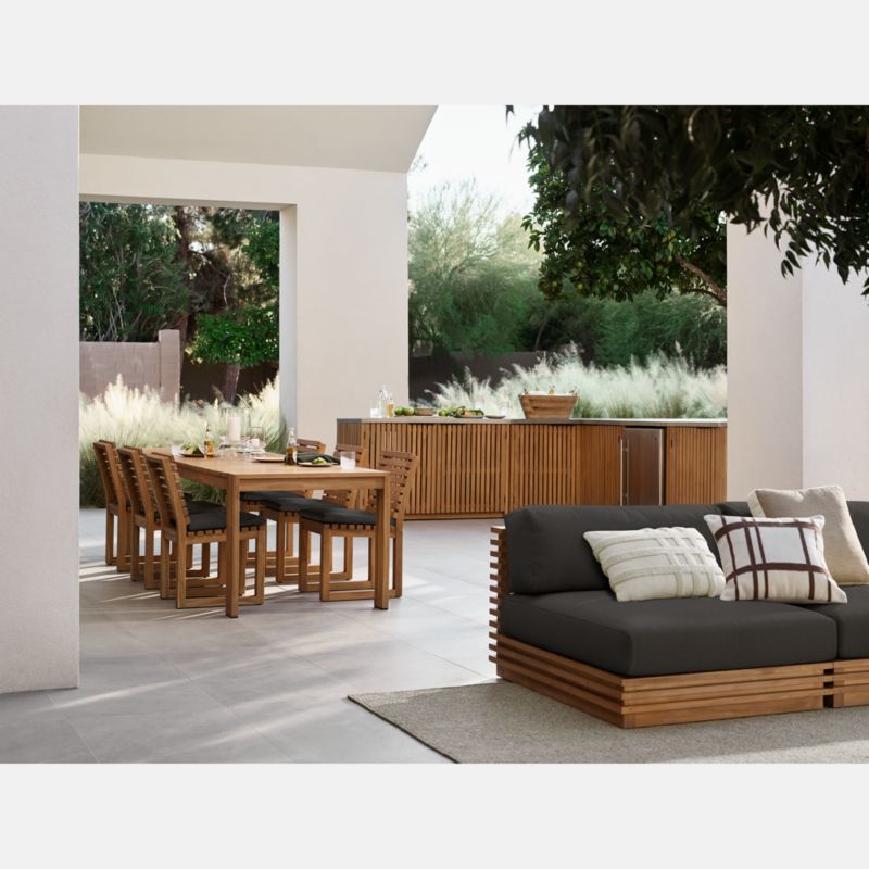 Batten 8-Piece U-Shaped Teak Outdoor Sectional Sofa with Charcoal Cushions - image 4 of 9