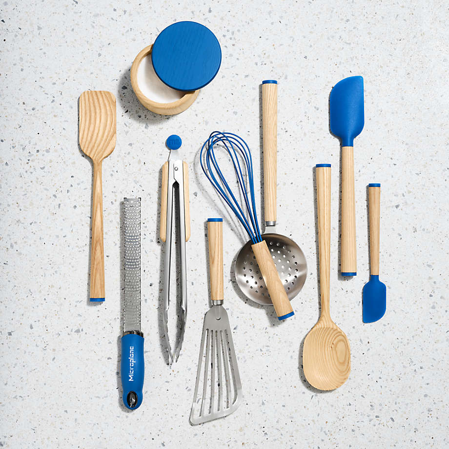 Crate & Barrel Wood and Navy Blue Silicone Spatula + Reviews