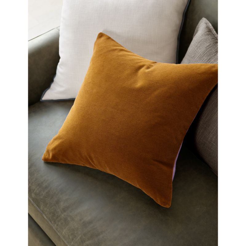 Faux Mohair Recycled 20"x20" Ocher Throw Pillow Cover