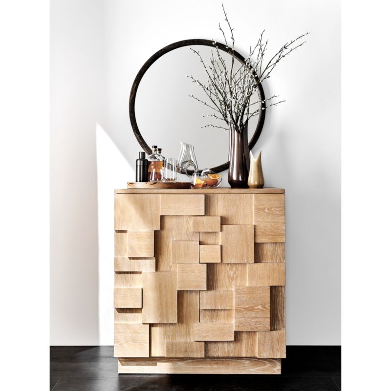 Ezra Natural Rye Wood Bar Cabinet with Shelves - image 2 of 9