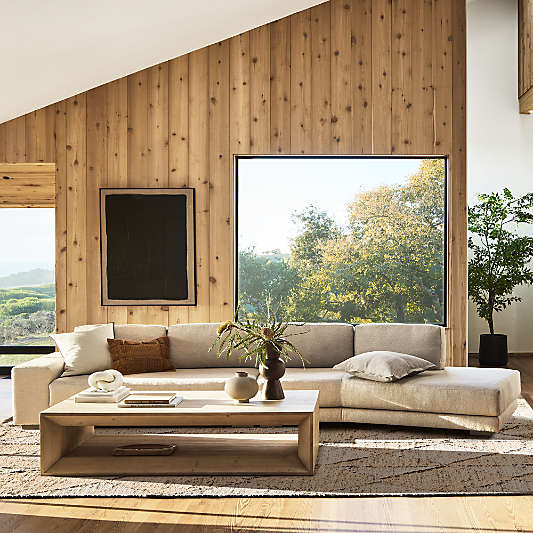 Vernon Natural Pine Wood Rectangular Coffee Table (56"-68")