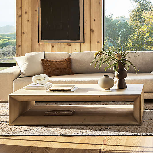 Vernon Natural Pine Wood Rectangular Coffee Table (56"-68")