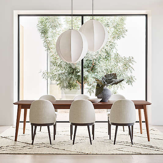 Ana Ivory Dining Chair with Brown Wood Legs