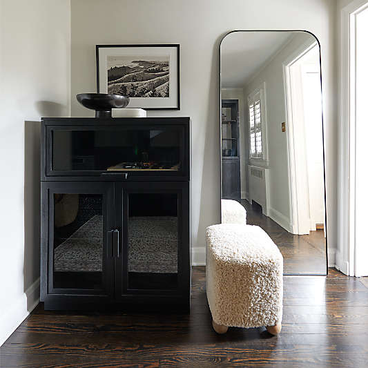 Edge Black Arch Floor Mirror 32"x76"