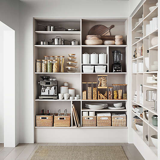 Crate & Barrel Large Glass Mixing Bowl with Bamboo Lid