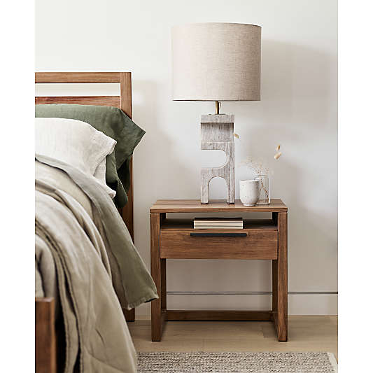 Linea 23" Natural Teak Wood Nightstand