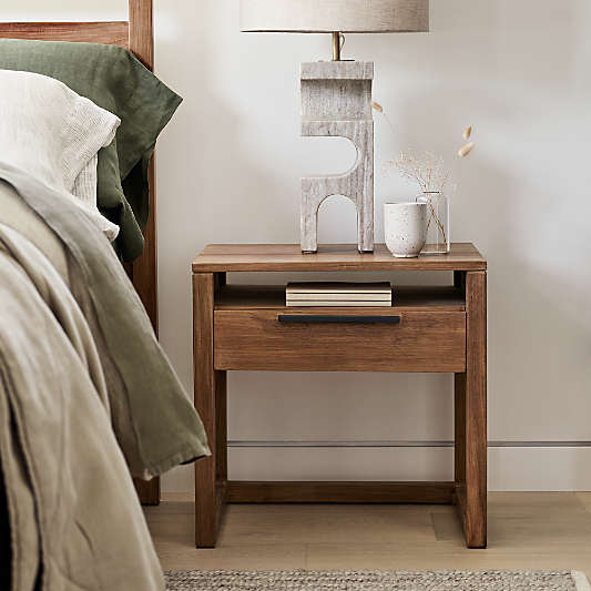 Linea 23" Natural Teak Wood Nightstand
