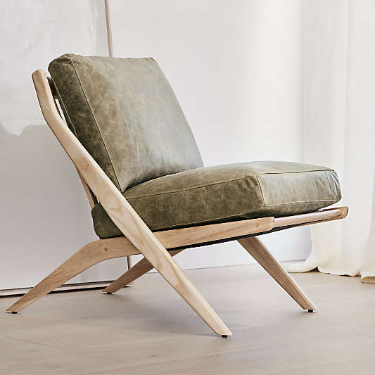 Pose Wood and Leather Accent Chair