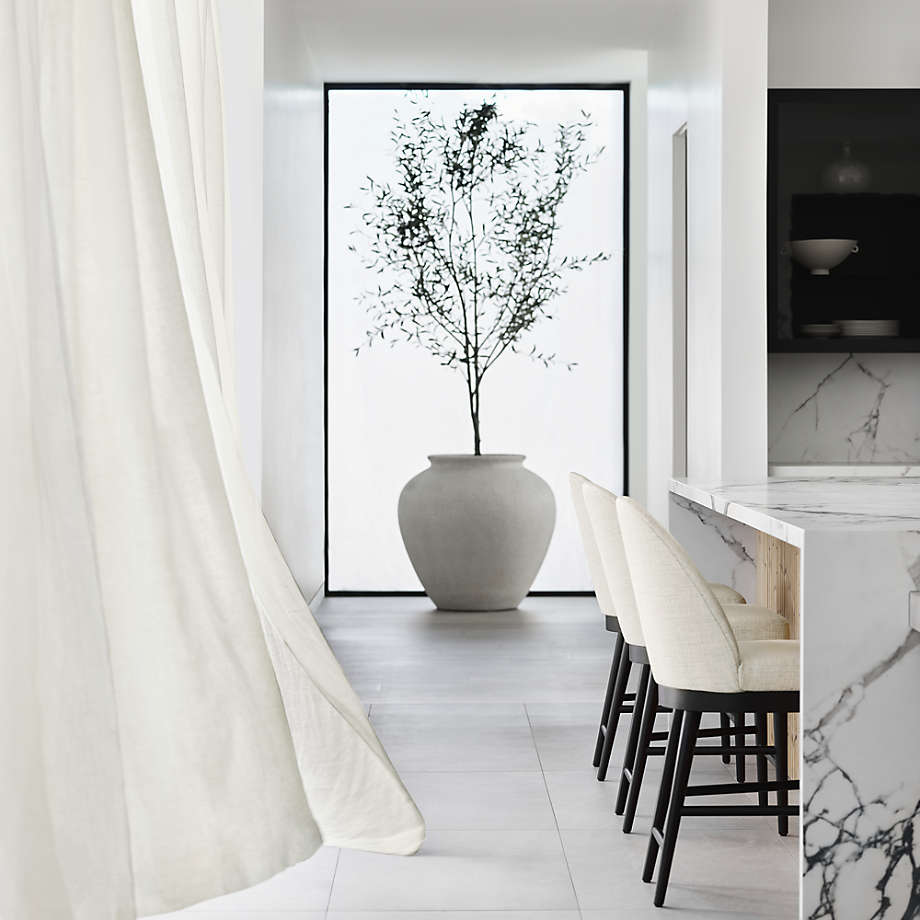 Crisp White EUROPEAN FLAX ™-Certified Linen Window Curtain Panel 52x108