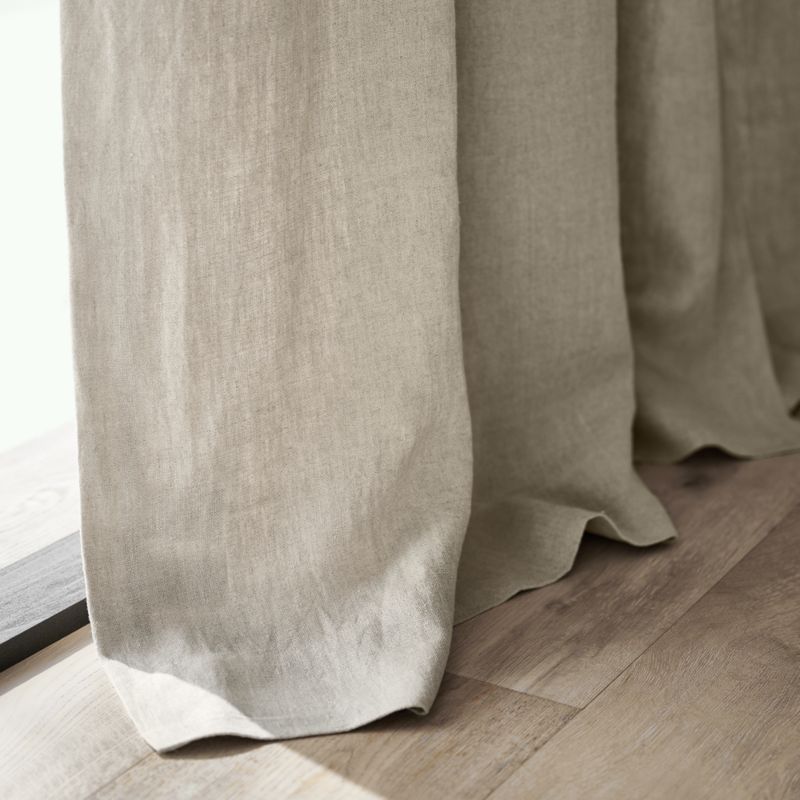 Warm Beige EUROPEAN FLAX ™-Certified Linen Blackout Window Curtain Panel 52"x108" - image 7 of 14