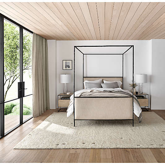 Dahlia Hand-Forged Steel Framed Upholstered Canopy King Bed
