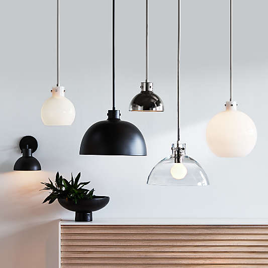 Dakota Black Pendant Light with Large Black Dome