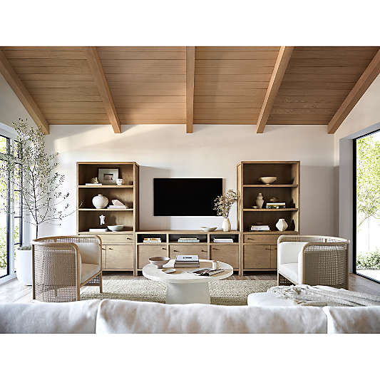 Keane 166" Weathered Natural Wood Storage Media Console Set