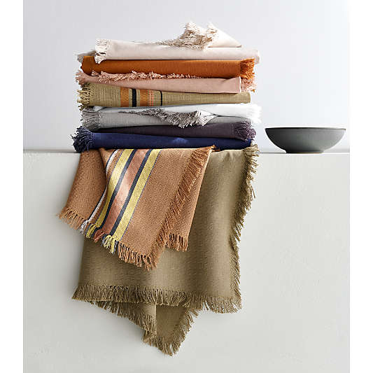 Craft Green Stripe Organic Cotton Fringe Napkin