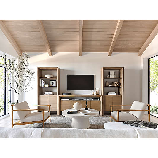 Baja Natural 72" Oak Storage Media Console and 2 Storage Bookcases