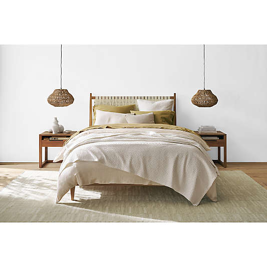 Rio White Leather and Wood King Bed