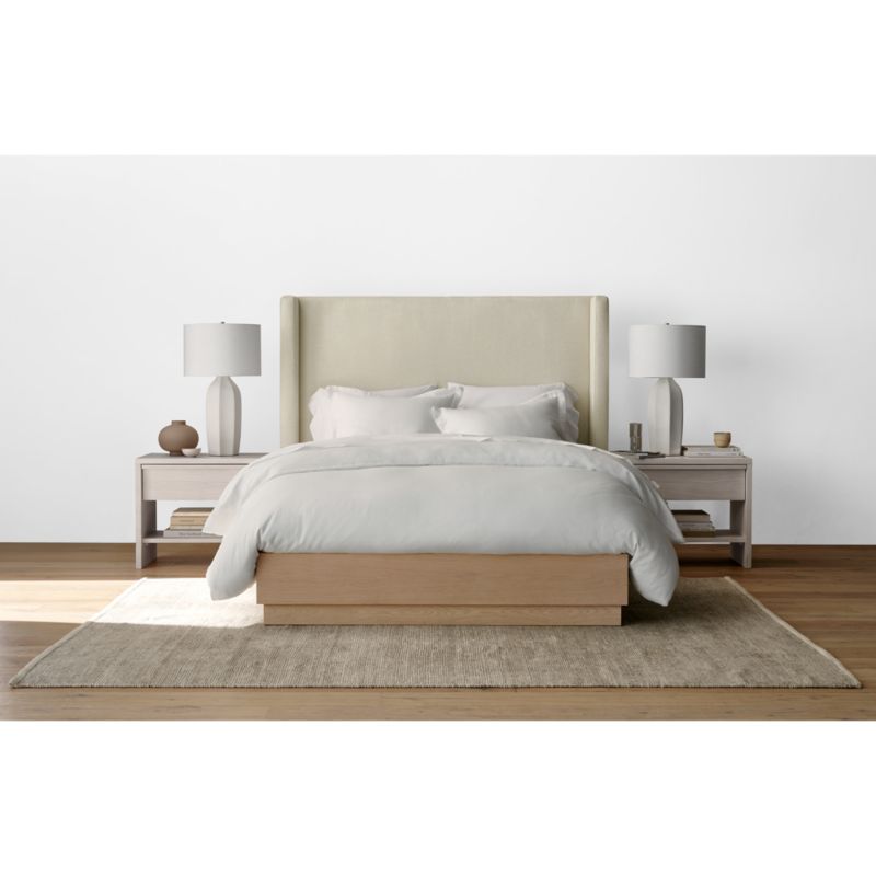 Arden 60" Ivory Upholstered King Headboard with Batten White Oak Bed Base - image 3 of 7