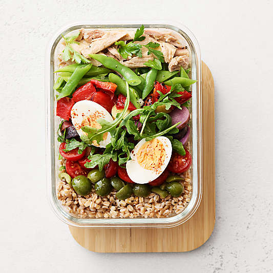 4-Cup Rectangular Glass Storage Container with Bamboo Lid