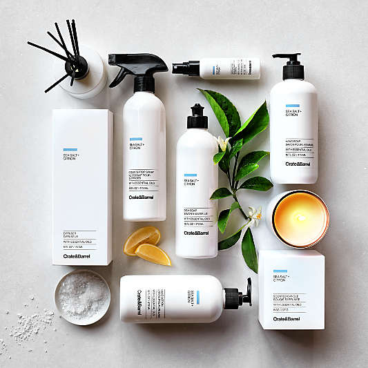 Sea Salt + Citron Hand Soap, Lotion and Candle Set with Matte Black Caddy