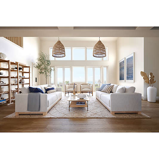 Gather Deep Wood Base 3-Piece L-Shaped Sectional Sofa