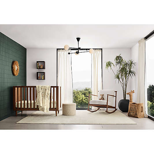 Tatum Walnut Mid-Century Wood Convertible Baby Crib