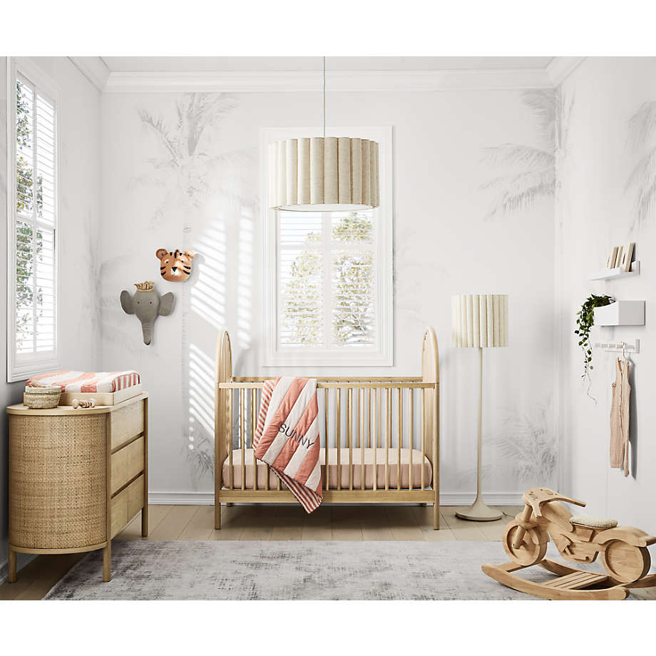 Canyon Natural Spindle Wood Convertible Baby Crib with Toddler Bed