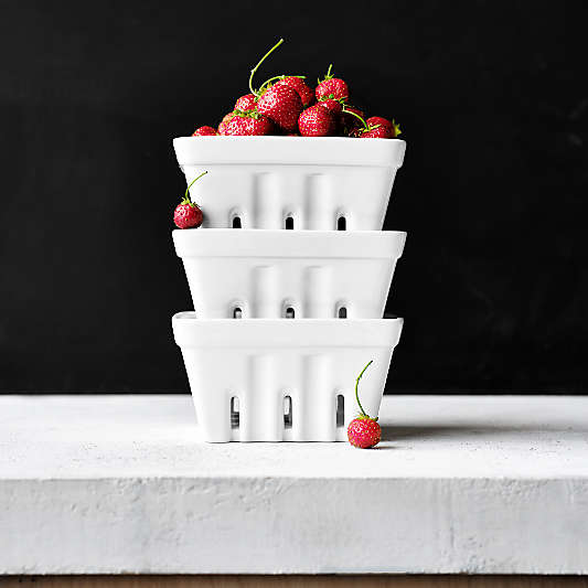 Berry Box White Porcelain Colander