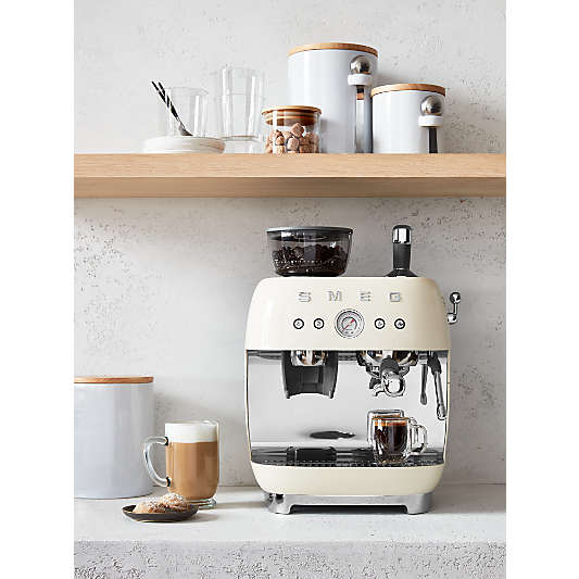 SMEG Cream Semi-Automatic Coffee and Espresso Machine with Milk Frother