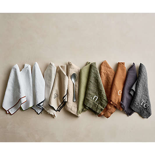 Merrow Stitch Olive Green Organic Cotton Napkins, Set of 4