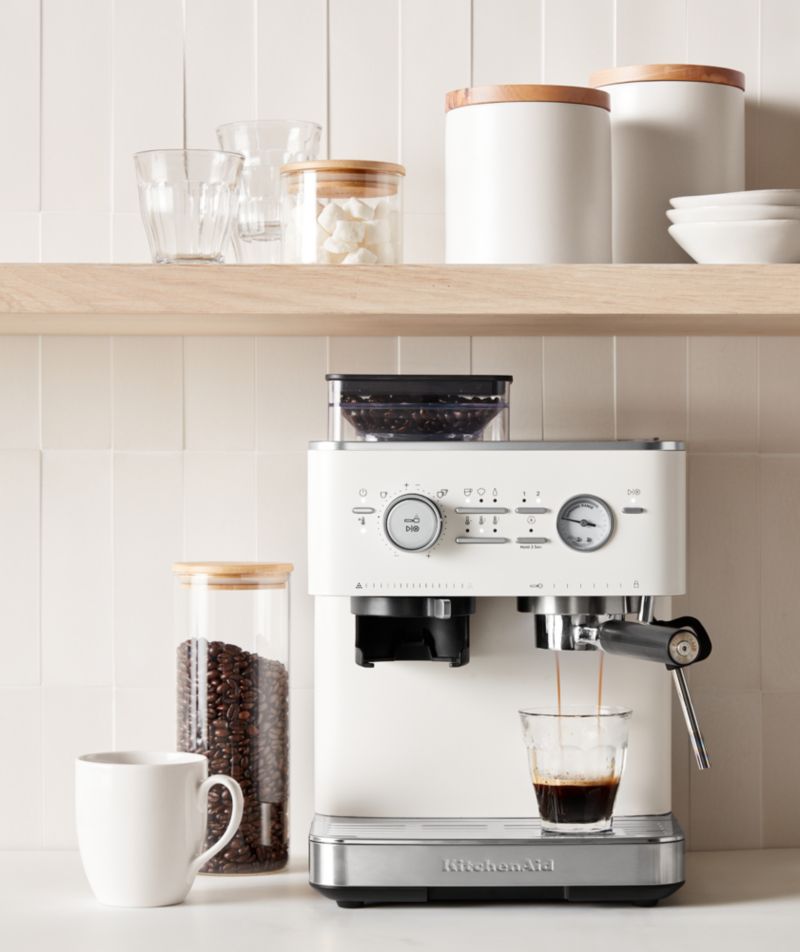 KitchenAid Semi Automatic Espresso Machine in Porcelain White Reviews Crate Barrel