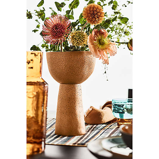 Ashanti Tall Brown Ceramic Footed Decorative Bowl by Eric Adjepong