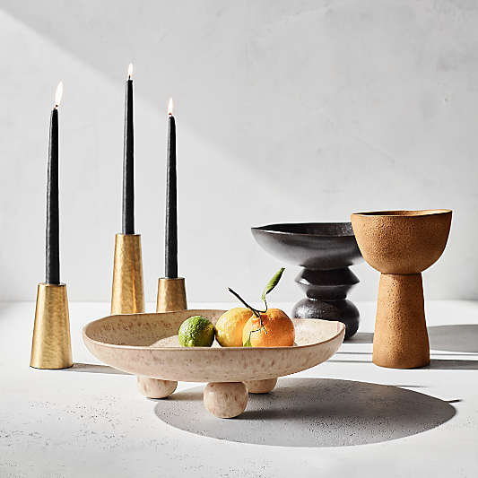 Ashanti Tall Brown Ceramic Footed Decorative Bowl by Eric Adjepong