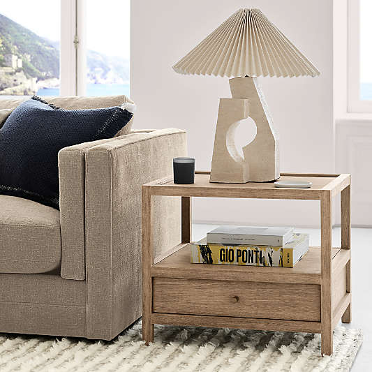 Keane Weathered Natural Wood Rectangular 26" Storage End Table