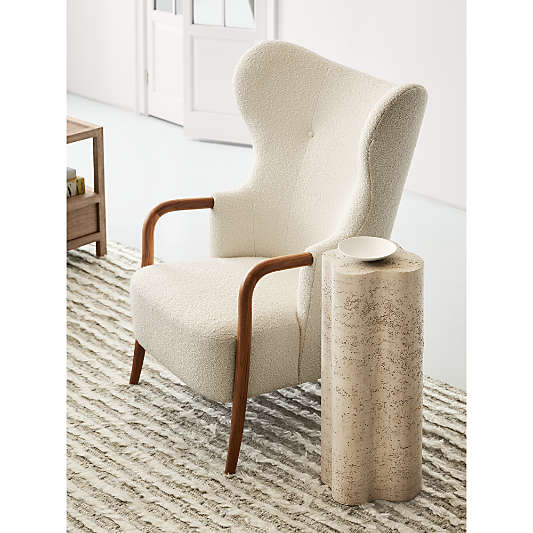 Fleur Tall Faux Travertine Resin Drink Table