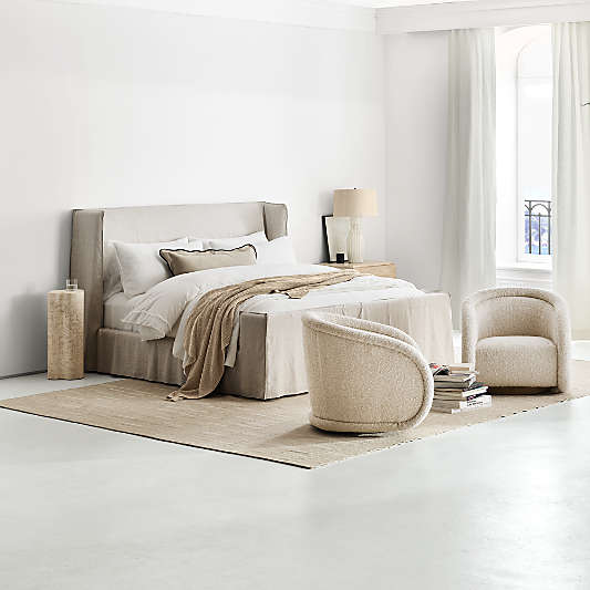 Positano Oatmeal Ivory Slipcovered Queen Bed
