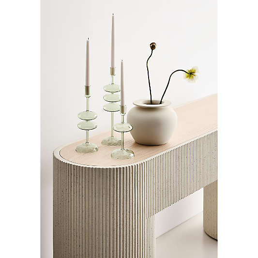 Venezia Smoke Green Glass Taper Candle Holders