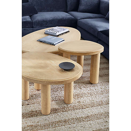 La Sal Natural Oak Wood 56" Asymmetrical Coffee Table