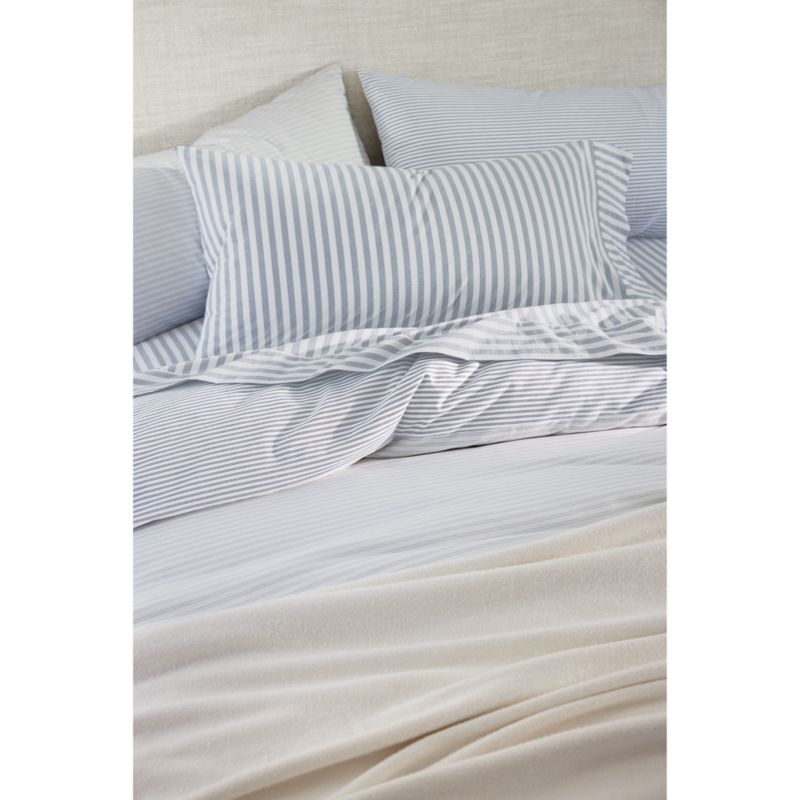 Oxford Shirting Light Indigo Blue Organic Cotton Reversible Full/Queen Duvet Cover - image 4 of 10