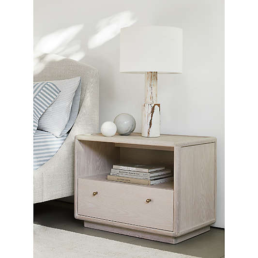 Lafayette Whitewashed Wood Charging Nightstand