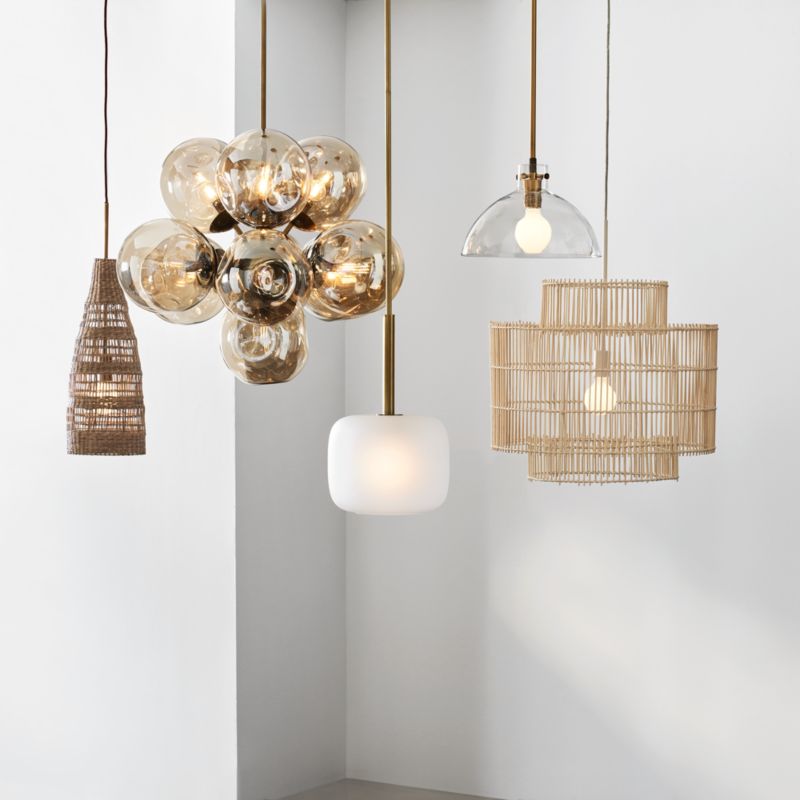 Colombe Burnished Brass and Glass Pendant Light