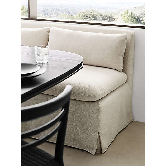 Belmar Ivory Slipcovered L-Shaped Loveseat Dining Banquette