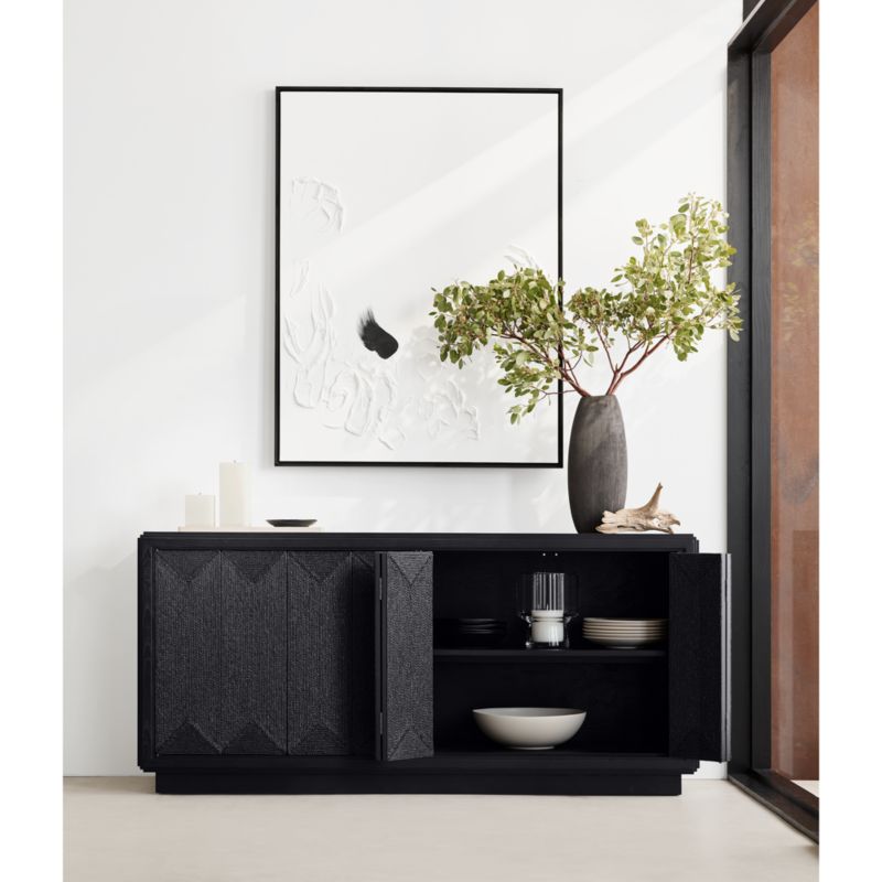 Roseau Charcoal Black Wood Sideboard Cabinet | Crate & Barrel