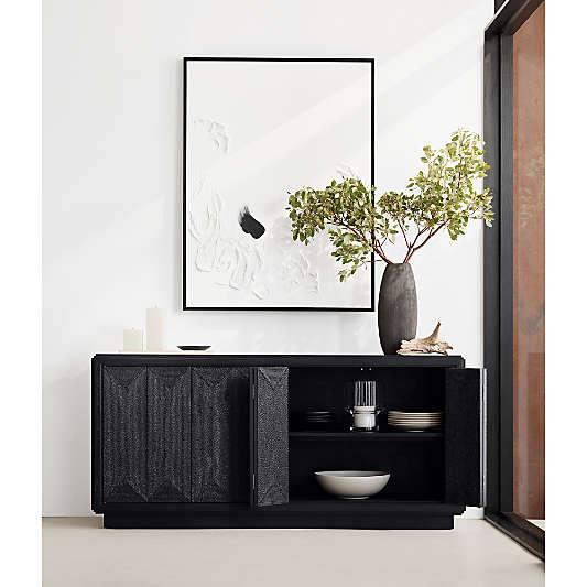 Roseau 69" Charcoal Black Wood Credenza