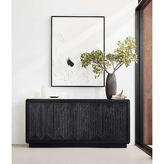 Roseau 69" Charcoal Black Wood Credenza