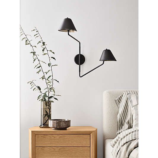 Jensen Black Adjustable Metal 2-Light Wall Sconce