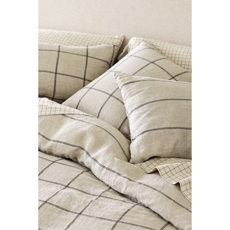 Natural Hemp Arcadia Tan and Midnight Navy Reversible Grid King Duvet Cover - image 5 of 12