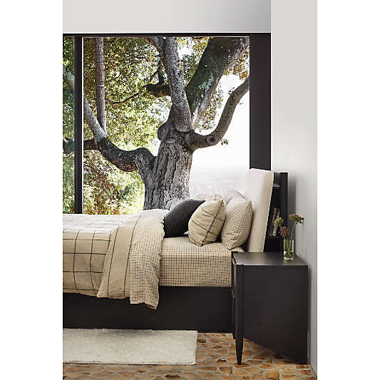 Casa Black Oak Wood Queen Storage Bed with Outlet