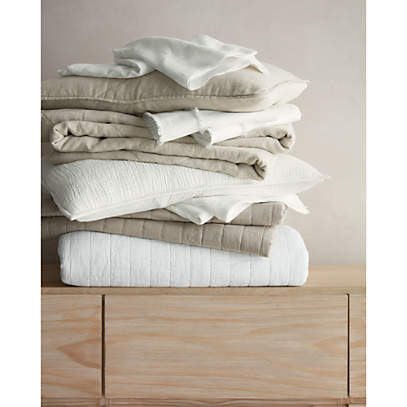 Pure Linen Pinstripe Warm White Euro Pillow Sham + Reviews