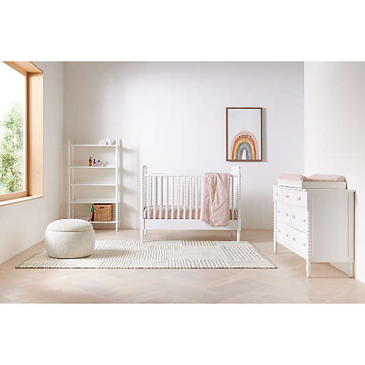 Jenny Lind Heirloom White Wood Convertible Baby Crib with Toddler Bed Rail